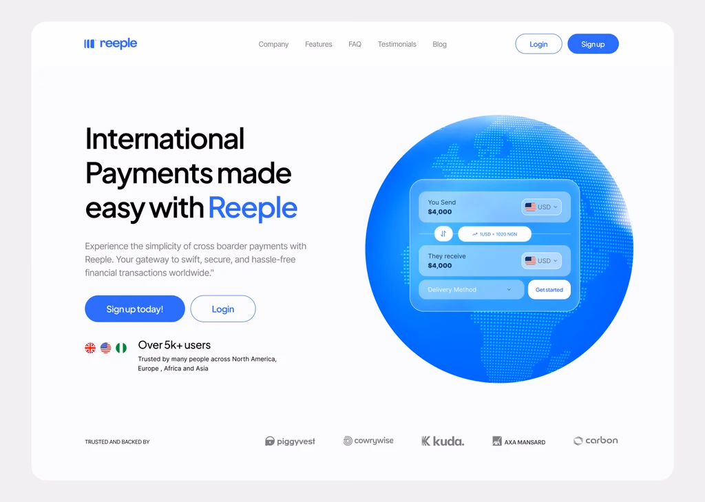 Reeple homepage — international payments made easy